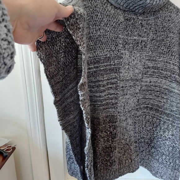 Grey Marled Knit Poncho - Picture 2 of 6